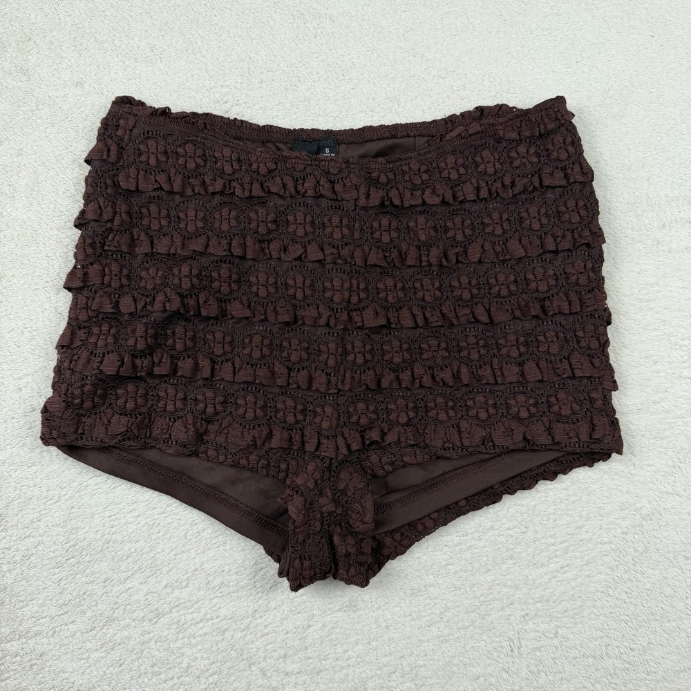 Windsor Brown Textured Lace Ruffle Shorts Women's Small NWT Lined Festival Boho